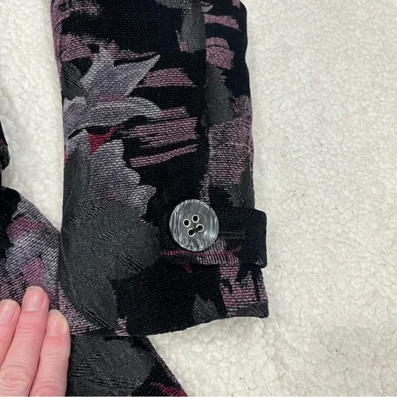 Ali Miles Floral Brocade Art  Belted Jacket, Womens S/P, Purple & Black - Picture 9 of 13